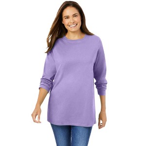 Woman Within Plus Size Perfect Long-Sleeve Crewneck Tee - 1 of 4