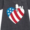 - Peanuts - Snoopy On Flag Heart Graphic Short Sleeve Fleece Dress - 2 of 4