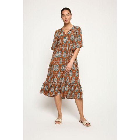 Женские платья West K Everly Flowy Tiered Dress with Tassels - Xsmall - Orange Batik