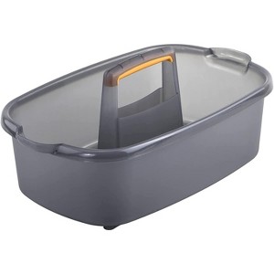 Casabella Plastic Multipurpose Cleaning Storage Caddy with Handle, 1.85 Gallon, Gray and Orange - 1 of 4