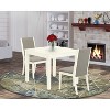 Modern 3-Piece Dining Set - Table & 2 Chairs - Linen White Finish - 2 of 4
