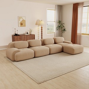 Aukfa Modular Corduroy Sectional Sofa with Ergonomic Support - Pet Friendly, Easy Assembly, Non-Slip Base Design - 1 of 4