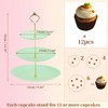 Unique Bargains 3 Tier Dessert Cupcake Stand Wave Style with Tiered Serving Tray for Donuts Fruits Green Gold Tone - 2 of 4