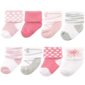 Luvable Friends Baby Girl Newborn and Baby Terry Socks, Ballet