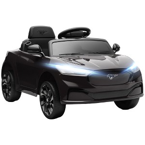Qaba 12V Licensed Ford Mustang Mach-E Electric Car, Kids Ride On Car with Remote Control, Adjustable Speed, LED Light, Music, Suspension, Black - 1 of 4