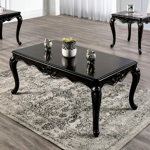 53" Traditional Rectangle Coffee Table with Cabriole Legs and Carved Design for Living Room - 1 of 4
