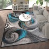 Emma and Oliver Modern Abstract Olefin Accent Rug with Sculpted Wave Design and Natural Jute Backing - 2 of 4