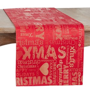 Saro Lifestyle Christmas Runner, Red, 16" x 72" - 1 of 3