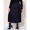 Clearlove Plus Size Pleated Skirt Women's Elastic Waist Boho  Midi Skirts with Pockets - 3 of 4