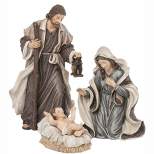 Sullivans Set of 3 Holy Family Nativity Figurines 6.25"H, 4.5"H & 2"H Gray