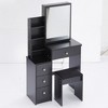 Ridstar 29.2 in. W Small Space Left Bedside Cabinet Vanity Table with Cushioned Stool For Small Space-Black - 2 of 4