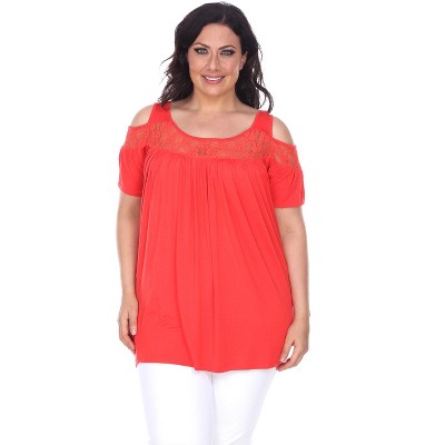 Women's Plus Size Cut Out Shoulder Bexley Tunic Top - White Mark