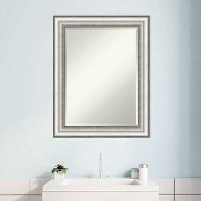 Elegant Rectangular Wall Mirror with Silver Embossed Frame