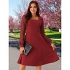 Seta T Women's Long Sleeve Swiss Dots Square Neck Knee Length Elegant Dress - 4 of 4