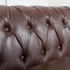CAVINAS Chesterfield Sofa with Rolled Arm, Modern PU Leather 3 Seater Sofa Couch, Upholstered Vintage Couch for Living Room - 3 of 4