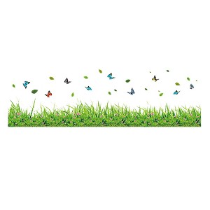 Unique Bargains Butterfly Grass Pattern Bedroom Living Room Removable Wall Stickers Decal - 1 of 4