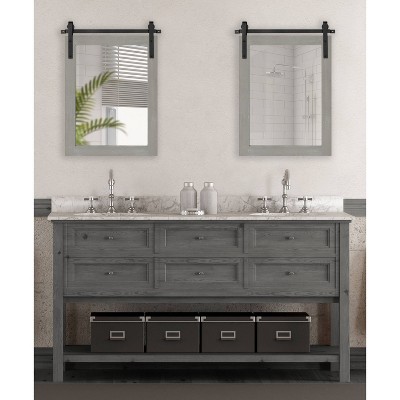 Cates Rustic Gray Wood Framed Full-Length Barn Door Mirror