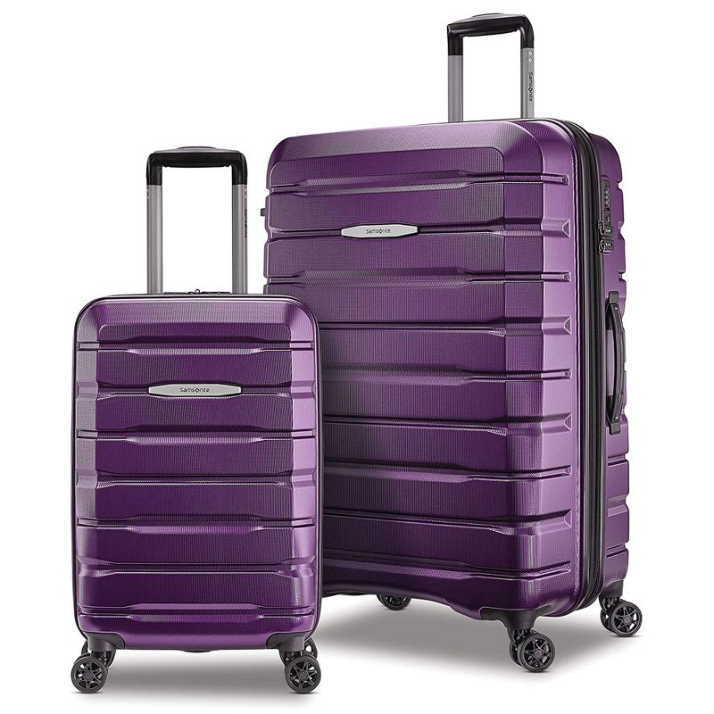 Samsonite Tech 2.0 Hardside 21 Inch Carry On and 27 Inch Large Luggage Set with Compartments, Lock System, and Spinner Wheels, 2 Piece Set, Purple, 1 of 7