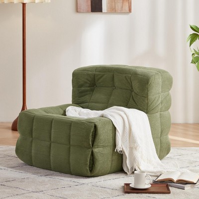 Cozy Corduroy Bean Bag Chair, Lazy Floor Sofa with Tufted Design and Plush Comfort