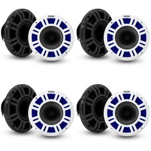 Kicker (4) 48KMXL8 8" 4-Ohm RGB-LED KMXL Horn-Loaded Marine Coaxial Speakers, Pairs - 1 of 4