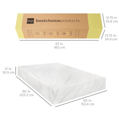 Queen 12-Inch Charcoal Gel Memory Foam Mattress
