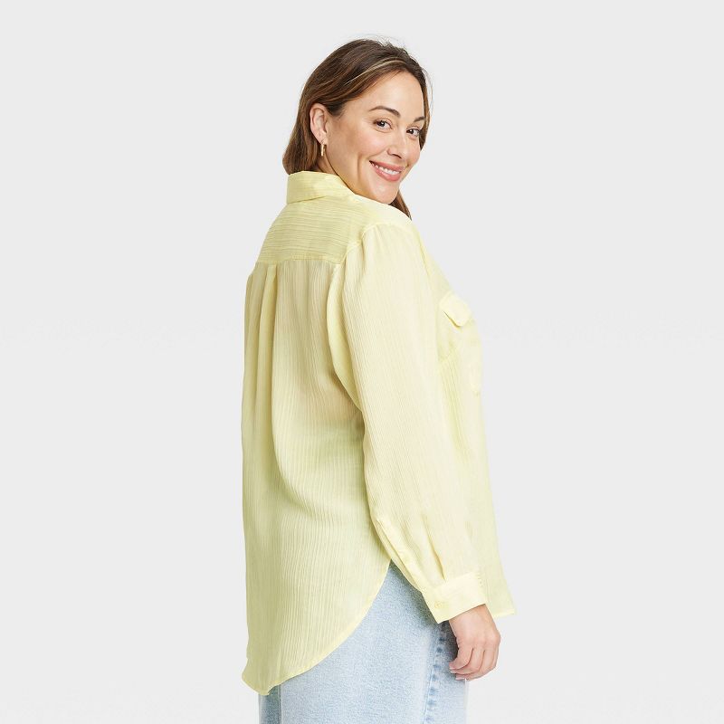 Women's Long Sleeve Chiffon Button-Down Shirt - Ava & Viv™, 2 of 4