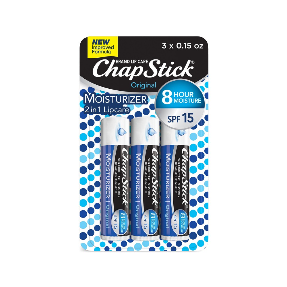 Photos - Lipstick & Lip Gloss ChapStick Original Moisturizer Lip Balms - SPF15 - 0.45oz/3ct 