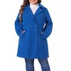 Agnes Orinda Women's Plus Size Notched Lapel Single Breasted Back Split Winter Long Pea Coats - 2 of 4