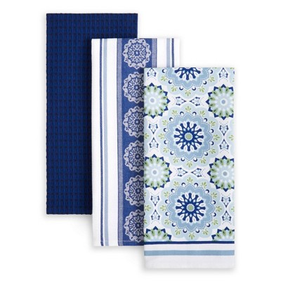 Martha Stewart 3pk Cotton Medallion Printed Kitchen Towels