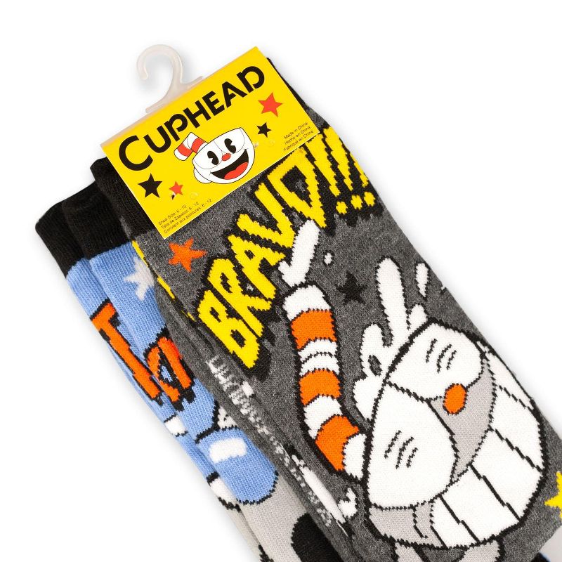 Hypnotic Socks Cuphead Adult Crew Sock | Cuphead and Mugman Socks | 2-Pack Bravo and Knockout, 4 of 8