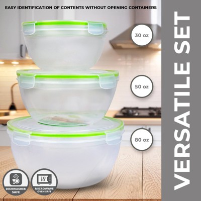 6-Piece Clear and Green Plastic Food Storage Container Set