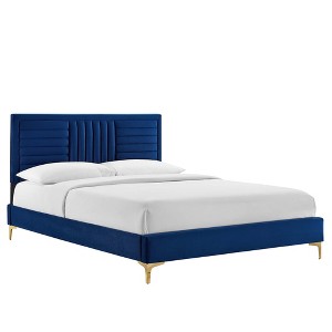 Modway Sofia Channel Tufted Performance Velvet Twin Platform Bed - 1 of 4