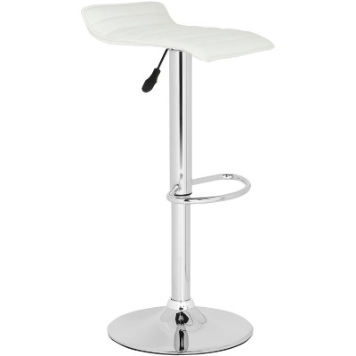 Kemonti White Adjustable Swivel Bar Stool with Chrome Base