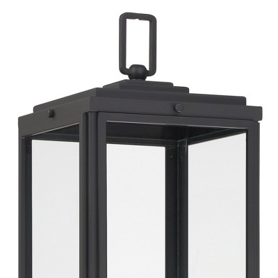 Byron Matte Black Steel Outdoor Post Lantern with Clear Glass