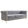 84.65" Chesterfield Velvet Sofa with Gold Trim & HD Foam - 2 of 4