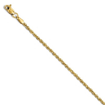 Black Bow Jewelry 1.75mm 14k Yellow Gold Solid Diamond Cut Rope Chain Bracelet