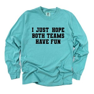 Simply Sage Market Women's I Just Hope Both Teams Have Fun Long Sleeve Garment Dyed Tee - 1 of 4
