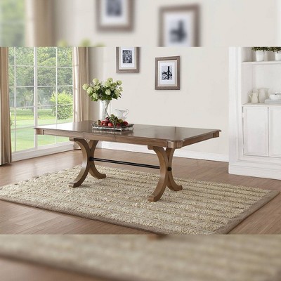 Gray Oak Extendable Rectangular Dining Table for Six