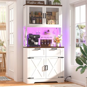 Besiost 71" Tall Farmhouse Kitchen Storage Cabinet with Door and Drawers, Freestanding Buffet Table with Shelves - 1 of 4