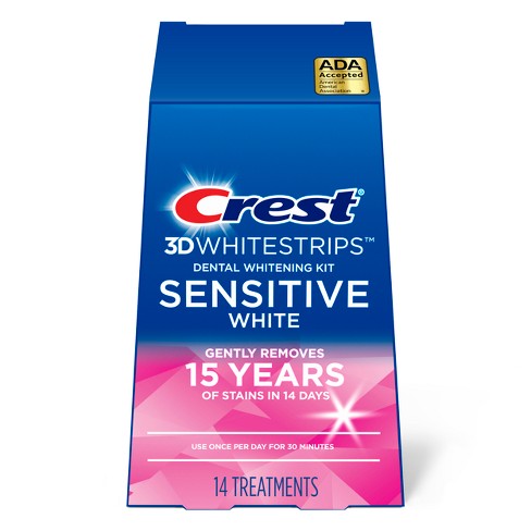 Crest 3D Whitestrips Sensitive White At-home Teeth Whitening Kit - 14 Treatments - image 1 of 4