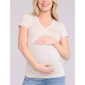 Women's V-Neck Side-Ruched Maternity Short Sleeve Tee | Motherhood Maternity - 1 of 4