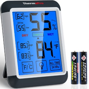 ThermoPro TP55W Digital Hygrometer Indoor Thermometer Humidity Gauge with Jumbo Touchscreen and Backlight Temperature Humidity Monitor - 1 of 4