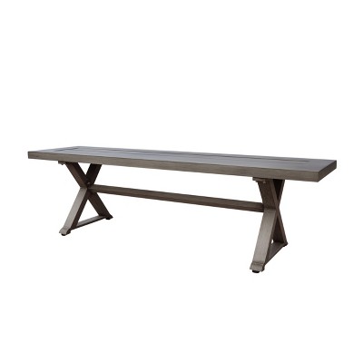 Vynxaria Modern Outdoor Aluminum Dining Bench, Dark Gray