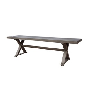 Vynxaria Modern Outdoor Aluminum Dining Bench, Dark Gray - 1 of 4