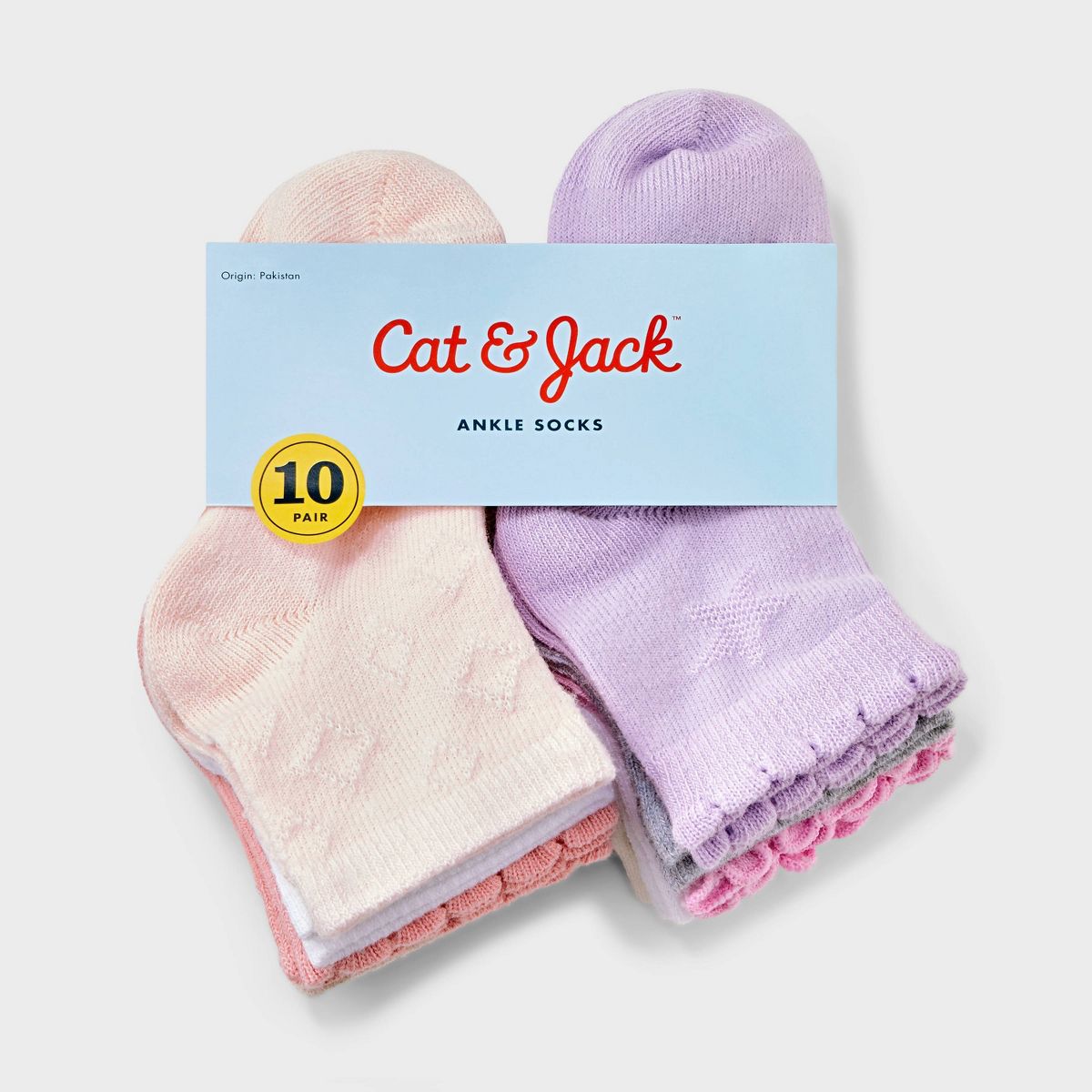 Toddler 10pk Ankle Socks - Cat & Jack™ Pink/Purple/Neutral - thumbnail 3