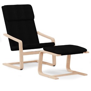 vidaXL Relaxing Chair With Footstool Black - 1 of 4