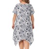 Agnes Orinda Women's Plus Size Short Sleeve Floral Cute Irregular Hem Nightgowns - 4 of 4