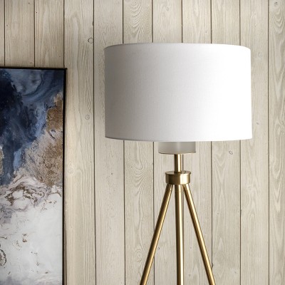 Contemporary White Tripod Floor Lamp with Fabric Shade