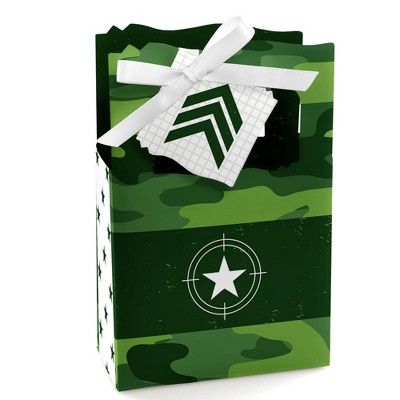 Big Dot of Happiness Camo Hero - Army Military Camouflage Party Favor Boxes - Set of 12