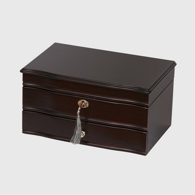 Mele & Co. Davina Women's Locking Wooden Jewelry Box-Mahogany